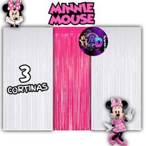 kit: 3 Cortina Metalizada Decoração Mickey ou Minnie, Festa , Aniversário, Adereços , Banner , Festival, Comemoração