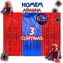 kit: 3 Cortina Metalizada Homem Aranha, Decoração , Festa , Aniversário, Adereços , Banner , Festival, Comemoração