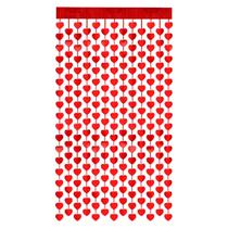 Kit 3 Cortinas Decorativas Metalizada Fosca Coração Vermelho