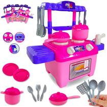 Kit 3 Cozinha Infantil Com Pia Fogão Forno E Utensílios