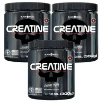 Kit 3 Creatina Força no Treino e Melhor de performace Black Skull