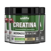 Kit 3 Creatina Monohidratada Unilife Limão 300g Kit 3 Creatina Monohidratada Unilife Limão 300g