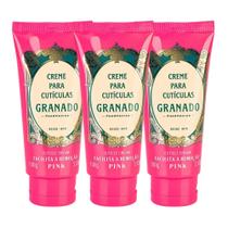 Kit 3 Creme Amolecedor de Cutículas Granado Hidratante Emoliente 100g Pink