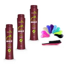 Kit 3 Creme de Pentear 200ml Vegano Maçã + Escova Magica Kit 3 Creme de Pentear 200ml Vegano Maçã + Escova Magica