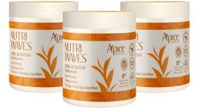 Kit 3 Creme De Pentear Apse Apice Nutri Waves Vegano 500g