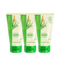 Kit 3 Creme de Pentear Cabelos Cacheados Finalizador Cachos Babosa e Macadâmia Bio Extratus 150g