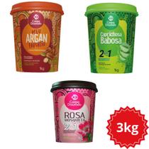 Kit 3 Creme de Tratamento para Pentear e Hidratante 2 em 1 Regarv 1kg Corpo Dourado Todos os Tipos de Cabelo