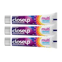 Kit 3 Creme Dental Closeup Multi Vitaminas +12 Benefícios Fresh 85g Kit 3 Creme Dental Closeup Multi Vitaminas +12 Benefícios Fresh 85g