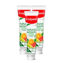 Kit 3 Creme Dental Colgate Natural Extracts Reinforced Defense Citrus e Eucalipto 140g