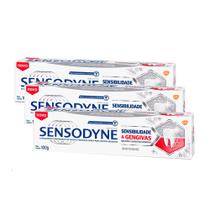 Kit 3 Creme Dental Sensodyne Sensibilidade e Gengivas Whitening 100g