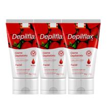 Kit 3 Creme Depilação Facial Morango Depiltório Depilflax Indolor 50g Kit 3 Creme Depilação Facial Morango Depiltório Depilflax Indolor 50g