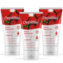 Kit 3 Creme Depilatório Corporal Morango Depilflax 100G Perna Braço Axila