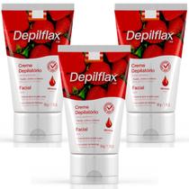 Kit 3 Creme Depilatório Facial Morango Depilflax 50G