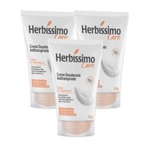 Kit 3 Creme Desodorante Antitranspirante Herbíssimo Bisnaga Care Coco E Vitamina C 55g