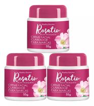 Kit 3 Creme Facial Clareador de Marcas Rosa Mosqueta Rosativ 55g -Abelha Rainha