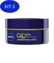 Kit 3 Creme Facial Noite Nivea Q10 Plus Antissinais