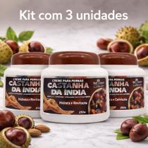 Kit 3 Creme Para Pernas Castanha da Índia 250g Hidratação Corporal - Bell Corpus