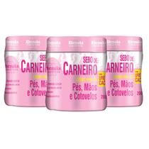 Kit 3 Creme Sebo de Carneiro Uréia Pés Mãos Cotovovelos 200G