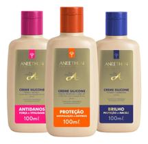 Kit 3 Cremes de Silicone Proteção, Atidanos e Brilho Aneethun Linha A 100ml