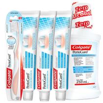 Kit 3 Cremes Dental Colgate PerioGard 90g + Solução Bucal S/ Álcool 250ml + Escova Dental