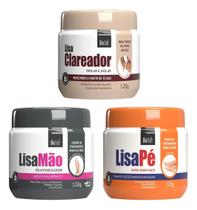 Kit 3 Cremes (Lisa Pé Super + Clareador + Lisa Mão Ácido Hialurônico) Biosoft