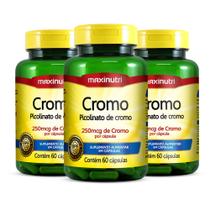 Kit 3 Cromo Picolinato de Cromo 100% IDR 60 Cáps Maxinutri Kit 3 Cromo Picolinato de Cromo 100% IDR 60 Cáps Maxinutri