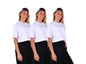 Kit 3 cropped básico camiseta 100% algodão