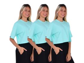 Kit 3 cropped básico camiseta 100% algodão