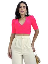 Kit 3 Cropped Blusinha Multiformas Manga Curta Bufante Kit 3 Cropped Blusinha Multiformas Manga Curta Bufante