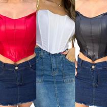 Kit 3 Cropped Corselet Blusa Feminina Decotado Festa Balada Casual Elegante Charmoso