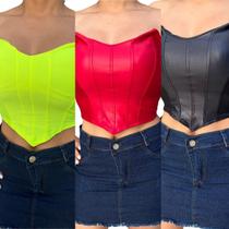 Kit 3 Cropped Corselet Blusa Feminina Decotado Festa Balada Casual Elegante Charmoso