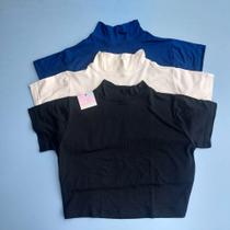 Kit 3 Cropped Feminino Manga Curta Viscolycra Gola Alta Confortável Kit 3 Cropped Feminino Manga Curta Viscolycra Gola Alta Confortável