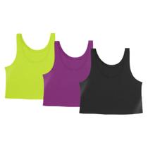 Kit 3 Cropped Regata Cavado Good Look Dry Fit Proteção Solar UV Feminino Fitness Academia Treino Blusinha Confortável
