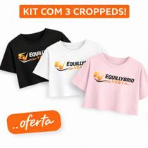 KIT 3 Cropped VARIADO Equillybrio Oversized Feminino Blusa Algodão Casual