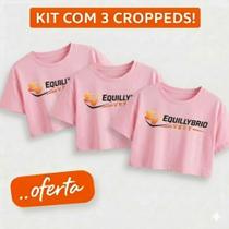 Kit 3 Croppeds Oversized Equillybrio Vest Feminino Algodão Casual Kit 3 Croppeds Oversized Equillybrio Vest Feminino Algodão Casual