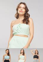 Kit 3 Croppeds sem alça Comfy Preto, Verde e Azul Salvatore Kit 3 Croppeds sem alça Comfy Preto, Verde e Azul Salvatore