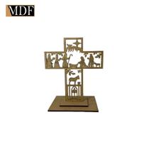 Kit 3 Crucifixo Presépio Base Dupla 12,7x15,3 Natal Mdf Madeira Kit 3 Crucifixo Presépio Base Dupla 12,7x15,3 Natal Mdf Madeira