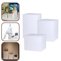 Kit 3 Cubo Expositor Tablado Para Vitrine Base Para Manequim MDF Branco
