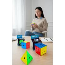 Kit 3 Cubos Mágicos: 2x2, 3x3 e Pirâmide Profissional