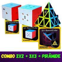 Kit 3 Cubos Mágicos 2x2 + 3x3 + pirâmide Profissional QIYI TOYS - qytoys