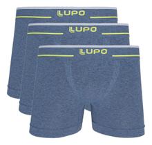 Kit 3 Cueca Boxer Lupo Microfibra Sem Costura Plus Size Cor:AzulTamanho:XG