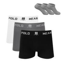 Kit 3 Cueca Boxer Polo Wear Microfibra Sortido + 3 Meias M2 Kit 3 Cueca Boxer Polo Wear Microfibra Sortido + 3 Meias M2