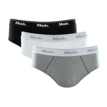 Kit 3 Cueca Slip Algodão Preto Branco Mescla Claro Mash Kit 3 Cueca Slip Algodão Preto Branco Mescla Claro Mash