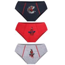 Kit 3 Cueca Slip Homem Aranha Lupo Algodão Infantil 18304-089