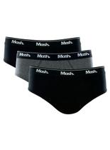 Kit/3 Cueca Slip Mash 010.04 Masculina Algodão T. P/GG