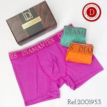 Kit 3 cuecas Boxer Adulto Diamantes Lingerie TAM G