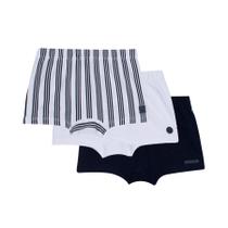 Kit 3 Cuecas Boxer Infantil Off White/Listras Nini &amp Bambini