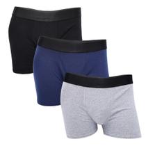 Kit 3 Cuecas Boxer Lisa Confortáveis Algodão