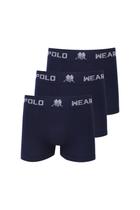 Kit 3 Cuecas Boxer Lisa Polo Wear Azul Escuro Kit 3 Cuecas Boxer Lisa Polo Wear Azul Escuro