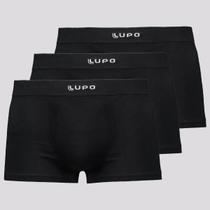 Kit 3 Cuecas Boxer Lupo Microfibra Preta Kit 3 Cuecas Boxer Lupo Microfibra Preta